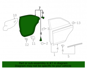 Toyota Camry v50 12-14 rear right door seal (USA)