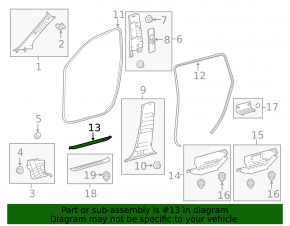 Door sill trim inner front right Toyota Highlander 14-19 black, scratch
