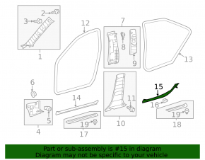 Door sill trim rear left inner Toyota Avalon 13-18 black, worn