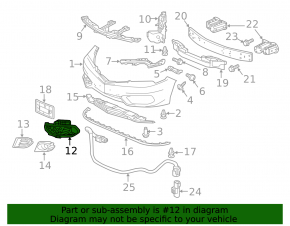 Front bumper grille left Acura ILX 16-18 without fog lights