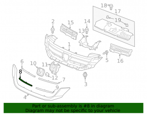 Radiator grille molding lower right Honda Accord 13-15 chrome AVTM
