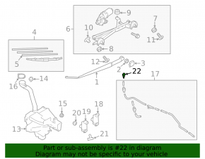 Left windshield washer nozzle for Subaru Forester 14-18 SJ