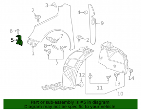 Front left fender bracket Chevrolet Malibu 13-15