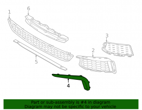 Front bumper grille molding left BMW 5 G30 17-20 M-Sport, black