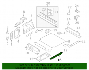 Right trunk floor mount for BMW X5 F15 16-18 plug-in for 2 rows