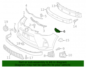 Left front bumper mount for Toyota Prius C 12-17