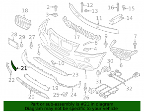 Lower grille front bumper left BMW X3 F25 11-14 without parking sensors