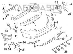 Bare rear bumper VW Jetta 15-18 USA