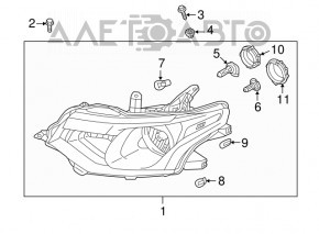 Headlight front left Mitsubishi Outlander 14-15 bare dorest halogen