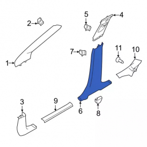 Center pillar trim lower right Ford Focus mk3 11-18 black, worn