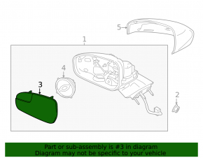 Mirror element right Ford Fusion mk5 13-20
