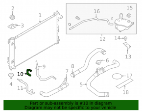 Cooling pipe lower Nissan Altima 19-24 2.5 front