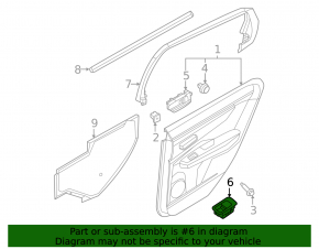 Rear left window lift control for Nissan Ariya 23-25 with glossy black trim