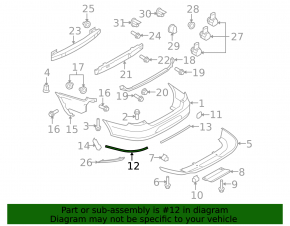 Right rear bumper molding for VW CC 09-12