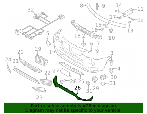 BMW X3 F25 11-17 2015-17 front bumper lip, with park sensor
