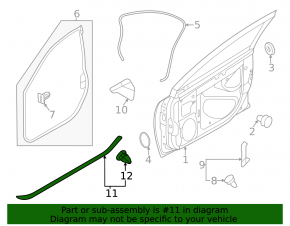 Front left lower door seal Subaru Outback 20-23