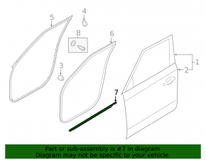 Molding door-glass central front right Kia Soul 14-19