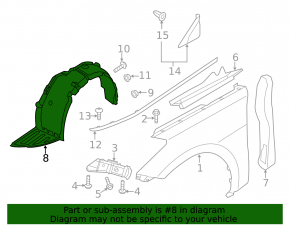 Front left fender liner for Hyundai Azera 12-17