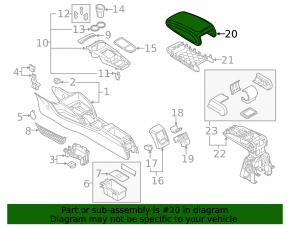 Central console armrest Audi A3 8V 15-19 leather, gray
