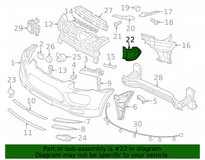 Front bumper grille plug right Porsche Cayenne 958 11-14