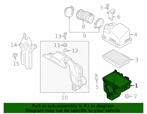 Lower cover of the air filter housing Mazda 3 14-18 BM 2.0