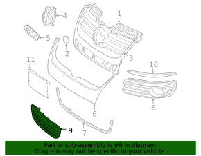 Lower grille of front bumper VW Jetta 05-10 black, without molding