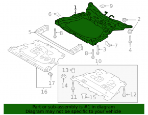 Front subframe Volvo XC90 16-22 for air suspension