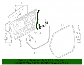 Side door seal, rear left, Audi Q8 19-25 front, with bracket