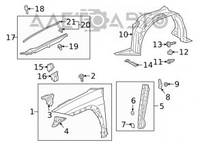 Front left wing Lexus UX 19-26 aluminum, red 3T2
