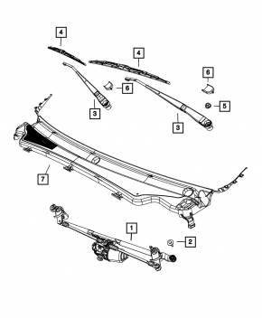 Windscreen wiper linkage with motor Dodge Durango 11-13