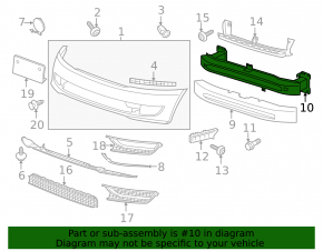 Front bumper reinforcement VW Passat b7 12-15 USA type 2