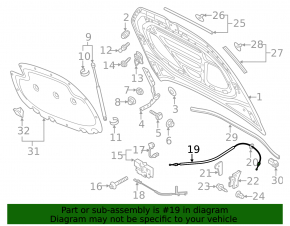 Bonnet release cable rear VW Golf 15-21