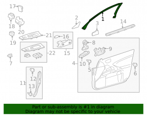 Interior door trim, upper front left, Lexus IS250 IS300 IS350 06-13