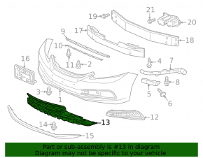 Honda Civic 2013-15 11-15 Front Bumper Lower Grille