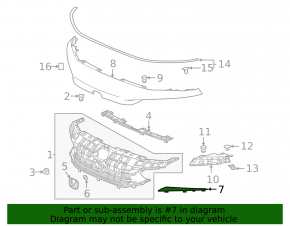 Upper right radiator grille molding Honda Civic XI FE/FL 22-