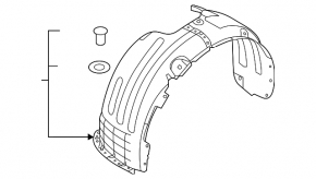Front left fender liner for Kia Niro 20-22 HEV, PHEV