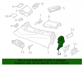 Mercedes GLC 16-22 rear center console trim with air vent, black