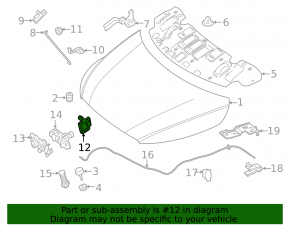 Mercedes Metris W447 16-23 hood lock hook