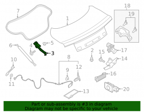 Right trunk lid hinge for a Ford Mustang mk6 15 convertible