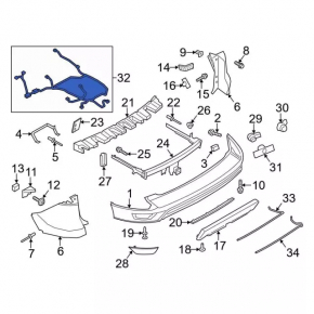 Wiring rear bumper Ford Escape MK3 17-19 rest for parking sensors, for towbar