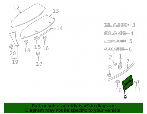 Rear license plate frame Mercedes GLA 15-20