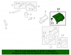 Audi E-Tron 19-23 black rear upper center console trim