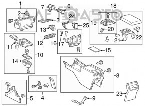 Side right central dashboard trim Toyota Camry v50 12-14 usa gray, scratches