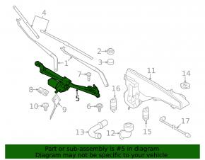 Windscreen wiper trapezoid with motor BMW X5 F15 14-18