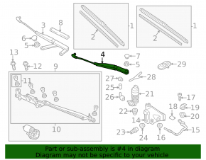 Left wiper arm VW Touareg 11-17