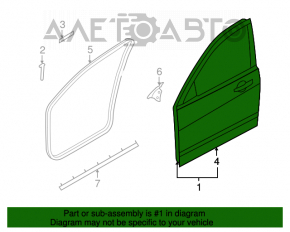 Front right door assembly for Ford Focus USA 2011, silver finish