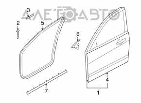 Front right door assembly for Ford Focus USA 2011, silver finish