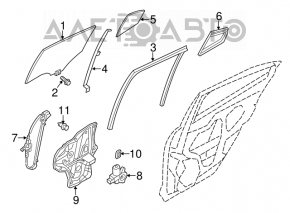 Door glass triangle with seal rear left Mazda 3 14-18 BM