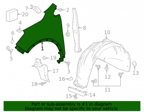 Front right fender Buick Envision 16-20 steel