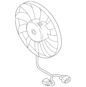 Left cooling fan for VW Atlas 18-23 2.0T, 3.6 liter, 400W, towbar mount, 4+4 pins, water damage, for spare parts